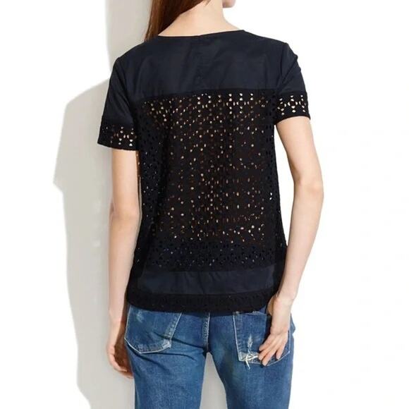 MADEWELL Starstitch Eyelet Anglaise Top Size XS Poppy Red Short Sleeves - Picture 13 of 13